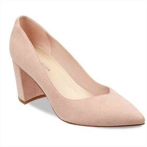 Marc Fisher Caitlin Light Pink Suede Leather Pump Block Heels Size 7.5